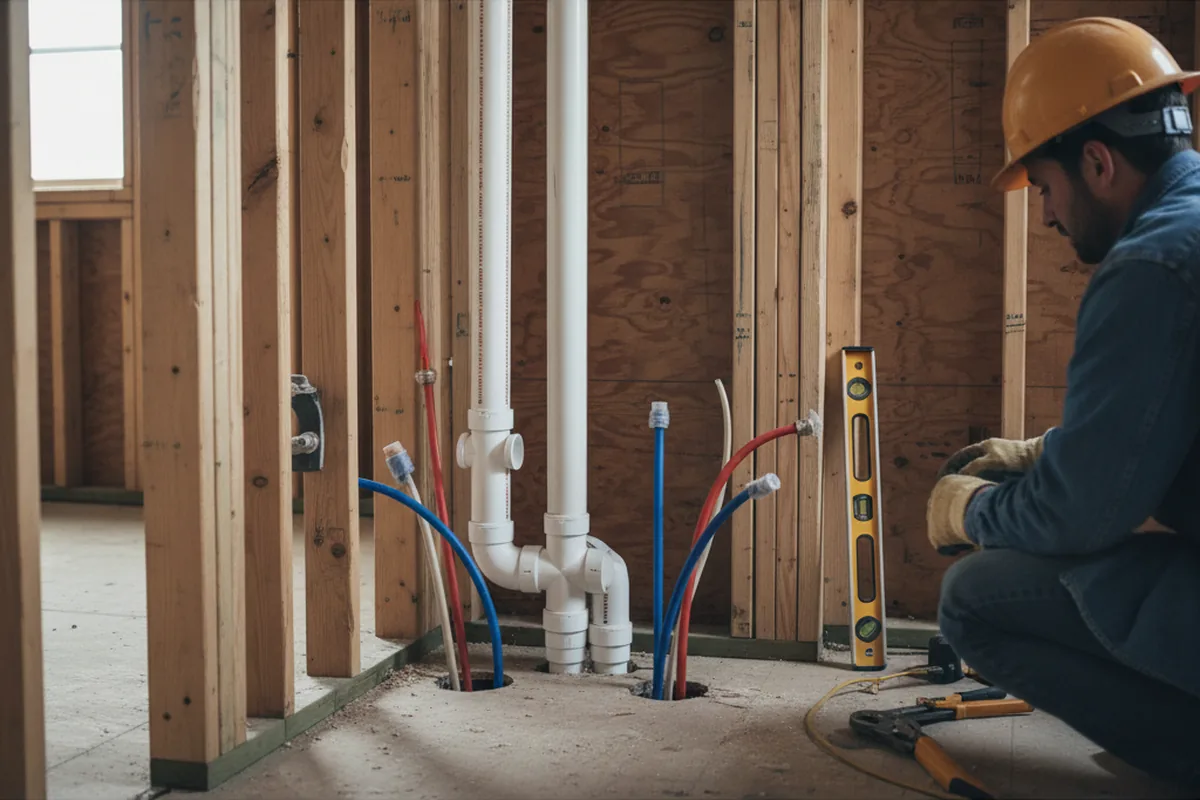 Drain and supply rough-in during Sump Pump Repair in Hoopa